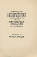 Thematik: Olympische Spiele / Olympic Games: 1936 - BERLIN/GARMISCH: Offizielles Geschenkheft Der Re - Altri & Non Classificati