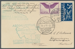 Zeppelinpost Europa: 1933 - Saargebietsfahrt/Rundfahrt Und Rückfahrt, Zuleitung Schweiz Auf Portoric - Europe (Other)