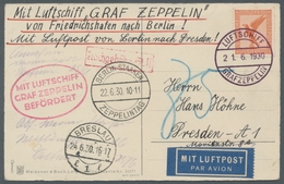 Zeppelinpost Deutschland: 1930, Berlin-Breslau, Bordstpl. 21.6., Via Berlin Stpl. Zeppelintag 22.6., - Correo Aéreo & Zeppelin