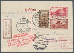 Zeppelinpost Deutschland: 1930, Landungsfahrt Chemnitz, Zuleitung SAARGEBIET 15.11., Via F'hafen 16. - Correo Aéreo & Zeppelin