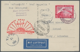 Zeppelinpost Deutschland: 1931 - Polarfahrt, Mit 1 RM Polarfahrt Frankierte AK Der Bordpost Bis Leni - Correo Aéreo & Zeppelin