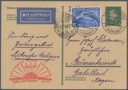 Zeppelinpost Deutschland: 1931 - Polarfahrt, Selten Für Zeppelinfahrten Verwendete 8 Pfg. Ganzsachen - Airmail & Zeppelin