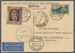 Zeppelinpost Deutschland: 1932, 2. Südamerikafahrt, Zuleitung SAARGEBIET 30.3., Portogerechte GSK P2 - Airmail & Zeppelin