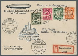 Zeppelinpost Deutschland: 1933 - Saargebietsfahrt, Zuleitung Danzig Auf Frank. R-Karte Mit Aufliefer - Airmail & Zeppelin