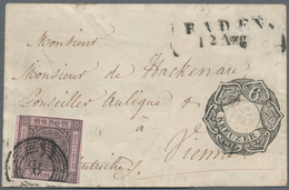 Baden - Marken Und Briefe: 1851, 9 Kreuzer Schwarz Auf Lilarosa, Entwertet Mit Fünfringstempel „8“ U - Sonstige & Ohne Zuordnung