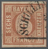 Bayern - Marken Und Briefe: 1849, 6 Kreuzer Dunkelbraunorange Aus Platte I Mit Sauberem Halbkreisste - Autres & Non Classés