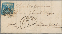 Bayern - Marken Und Briefe: 1849.3 Kr. ECKRANDSTÜCK Mit Schnittlinien An 4 Seiten Auf Sauberem Brief - Other & Unclassified