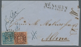 Bayern - Marken Und Briefe: 1858, 3 Kr Blau Platte 5 Und 6 Kr Braun, Beide Voll- Bis Breitrandig Auf - Altri & Non Classificati