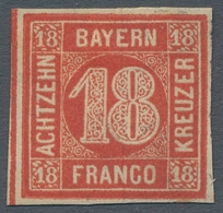 Bayern - Marken Und Briefe: 1862; 18 Kreuzer Zinnoberrot Ungebraucht Mit Originalgummierung; Allseit - Sonstige & Ohne Zuordnung