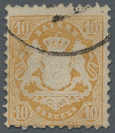 Bayern - Marken Und Briefe: 1873, 10 Kreuzer Dunkelgelborange Gestempelt, Mit Wasserzeichen Enge Rau - Autres & Non Classés
