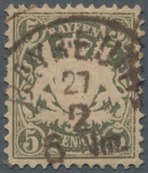 Bayern - Marken Und Briefe: 1876, 5 Pf. Wappen In Der Seltene Farbe "grauolivgrün", Farbfrisch Saube - Altri & Non Classificati