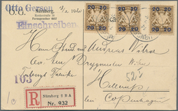Bayern - Marken Und Briefe: 1920, 20 Auf 3 Pf Braun - 3 Stück Als MeF Auf R-Karte Von Nürnberg Nach - Other & Unclassified