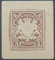 Bayern - Ganzsachen: 1876 (ca.), Ungezähnte Proben Der Ganzsachen-Wertstempel Zu 3 Pf., 5 Pf., 10 Pf - Other & Unclassified