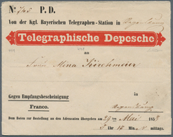 Bayern - Besonderheiten: 1858/1880, "Telegraphische Depesche" Umschlag In Regensburg 1858 Gelaufen U - Other & Unclassified