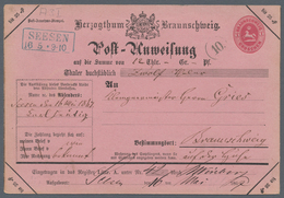 Braunschweig - Ganzsachen: 1867, Postanweisung 1 Gr. Sehr Sauber Gebraucht Mit Rahmenstempel "Seesen - Braunschweig