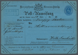 Braunschweig - Ganzsachen: 1867, Postanweisung 2 Gr. Sehr Sauber Gebraucht Mit Rechteckstempel "Sald - Braunschweig