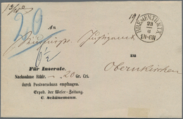 Bremen - Thurn & Taxis Sches Oberpostamt: 1860 (ca.), Zwei Postvorschuss-Briefe, Jeweils Mit EKr BRE - Brême