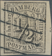 Hamburg - Marken Und Briefe: 1859: ½ Schilling Schwarz, Allseits Voll- Bis Breitrandig Geschnitten, - Hamburg