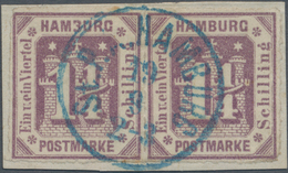 Hamburg - Marken Und Briefe: 1866: 1¼ Schilling Braunviolett, Waagerechtes Paar, Linke Marke Mit PLA - Hamburg