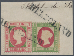 Helgoland - Marken Und Briefe: HELGOLAND, 1 Sch. Rosa Karmin U. 1 1/2 Sch. Hellgrün Auf Sauberem Bri - Helgoland
