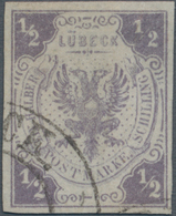 Lübeck - Marken Und Briefe: 1862: ½ S Lila, Allseits Breitrandig Geschnitten, Entwertet Mit Zweikrei - Lubeck
