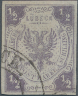 Lübeck - Marken Und Briefe: 1862: ½ S Lila, Allseits Breitrandig Geschnitten, Entwertet Mit Zweikrei - Luebeck