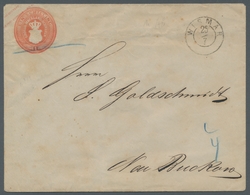 Mecklenburg-Schwerin - Ganzsachen: 1864, 1 Sch.-Umschlag Im Großformat Sauber Gebraucht Von WISMAR 2 - Mecklenbourg-Schwerin