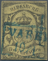 Oldenburg - Marken Und Briefe: 1859, 3 Groschen Schwarz Auf Gelb, Allseits Vollrandig Mit Teil-Ra1 V - Oldenburg