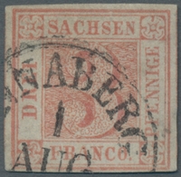 Sachsen - Marken Und Briefe: 1850, 3 Pfg. Rosarot, Mit Vollen Bis Breiten Rändern Und Klar Gestempel - Saxe