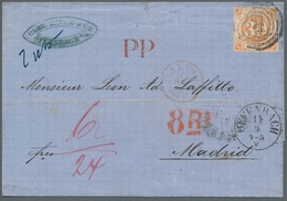 Thurn & Taxis - Marken Und Briefe: 1859; 30 Kreuzer Orange Als Solofrankatur Auf Blauem Faltbrief Na - Other & Unclassified
