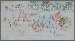 Thurn & Taxis - Marken Und Briefe: 1865, 24-Kreuzer-Frankatur, Bestehend Aus 6 Kr. Blau Im Waagerech - Autres & Non Classés