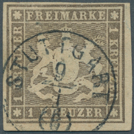 Württemberg - Marken Und Briefe: 1865: 1 Kr. Hellgraubraun Mit Rotem Bayrischen Seidenfaden, Amtlich - Other & Unclassified