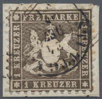 Württemberg - Marken Und Briefe: 1862 1 Kr Dunkelbraun Auf Briefstück Mit Kr Stuttgart 24 Dez, Farbf - Otros & Sin Clasificación