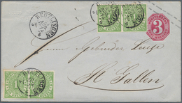 Württemberg - Marken Und Briefe: 1869, Ovalausgabe 1 Kr. Lebhaftgrün Durchstochen, Zwei Paare Als Zu - Otros & Sin Clasificación