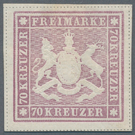 Württemberg - Marken Und Briefe: 1873, 70 Kr. Rotlila, Ungebraucht, Feld 1, Mit Großen Teilen Frisch - Other & Unclassified