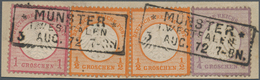 Deutsches Reich - Brustschild: 1872, Kleiner Schild ¼ Gr. Violett, 1 Gr. Karmin Und Zweimal ½ Gr Ora - Other & Unclassified
