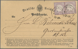 Deutsches Reich - Brustschild: 1872, Kleiner Schild ¼ Gr Violett Im Paar Auf Orts-Postkarte Mit K1 " - Sonstige & Ohne Zuordnung