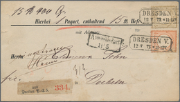 Deutsches Reich - Brustschild: 1872 Kleiner Schild ½ Gr Orange Und 5 Gr. Ocker Auf Vordruck-Paketbeg - Other & Unclassified