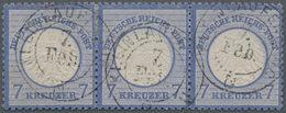 Deutsches Reich - Brustschild: 1872, Kleiner Schild 7 Kr. Ultramarin Im 3er Streifen Mit Baden-K2 "K - Sonstige & Ohne Zuordnung