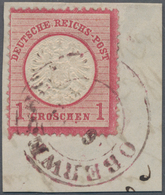 Deutsches Reich - Brustschild: 1872, Großer Schild 1 Gr Karmin Auf Briefstück Mit Seltenem Rotviolet - Sonstige & Ohne Zuordnung