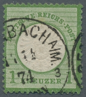 Deutsches Reich - Brustschild: 1872, 1 Kreuzer Großer Brustschild Grausmaragdgrün Entwertet Mit Eink - Sonstige & Ohne Zuordnung