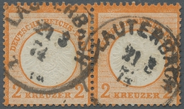 Deutsches Reich - Brustschild: 1872; Großer Schild 2 Kreuzer Orange Im Waagerechten Paar Gestempelt - Sonstige & Ohne Zuordnung