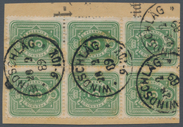 Deutsches Reich - Pfennig: 1880, 3 Pfg. Im 6er-Block Auf Briefstück Mit Glasklaren Abschlägen "WINDS - Other & Unclassified