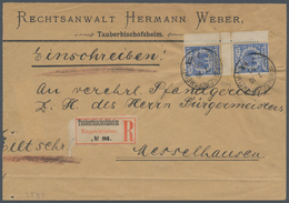 Deutsches Reich - Krone / Adler: 1889, 20 Pfg. Lebhaftultramarin Im Zwischenstegpaar Auf R-Brief Von - Used Stamps