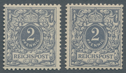 Deutsches Reich - Krone / Adler: 1900, 2 Pfg. Grau, Zwei Werte Mit Plattenfehler I "REIGHSPOST" Bzw. - Gebraucht