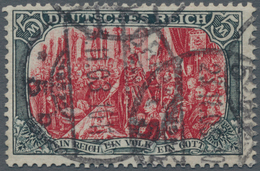 Deutsches Reich - Germania: 1902, 5 Mark Grünschwarz/rot Mit Datumsbrücken-Gitterstempel "BREMEN 23. - Autres & Non Classés