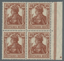 Deutsches Reich - Inflation: 1918; 35 Pf. Rötlichbraun Im Postfrischen Viererblock Vom Rechten Bogen - Neufs