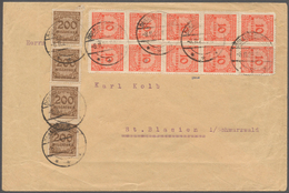 Deutsches Reich - Inflation: 1923, Brief Mit Vs. 10er-Block 10 Mio. Mark (Durchstich) Und 4er-Streif - Unused Stamps