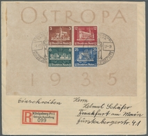 Deutsches Reich - 3. Reich: 1935, "OSTROPA"-Block Mit Zweimal SST Auf R-Brief Mit Sonder-R-Zettel Na - Cartas & Documentos