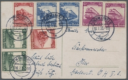 Deutsches Reich - 3. Reich: 1935 Eisenbahn, 2 Sätze Auf überfrankierter Glückwunschkarte Mit Ersttag - Cartas & Documentos